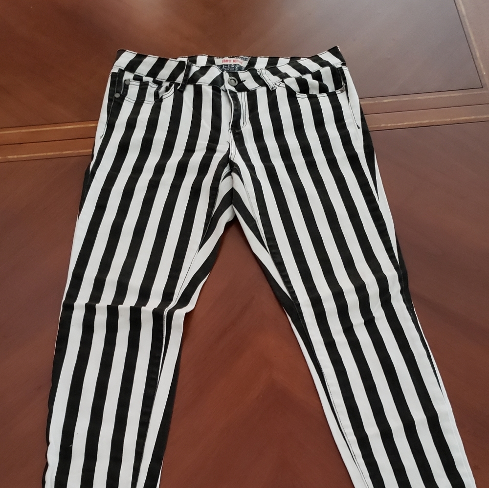 Striped denim jeans